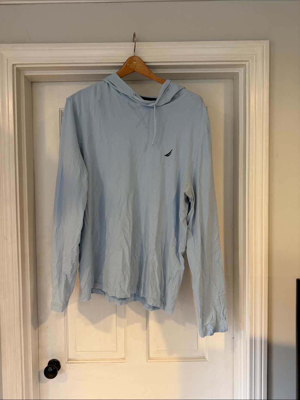 Light Blue Men’s Hooded Long-Sleeve Shirt